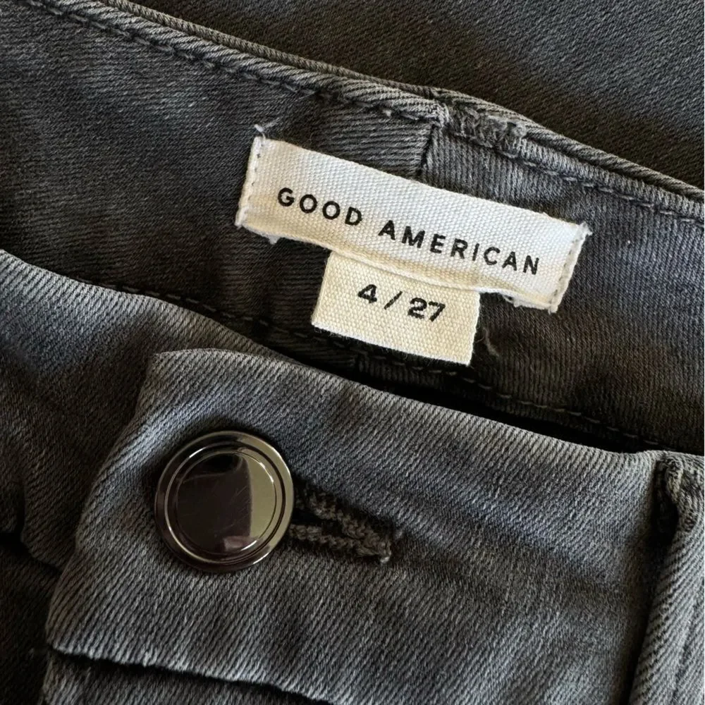 GOOD AMERICAN Good Legs Raw Hem Crop GLCFH961T Charcoal Wash Women's Size 4/27